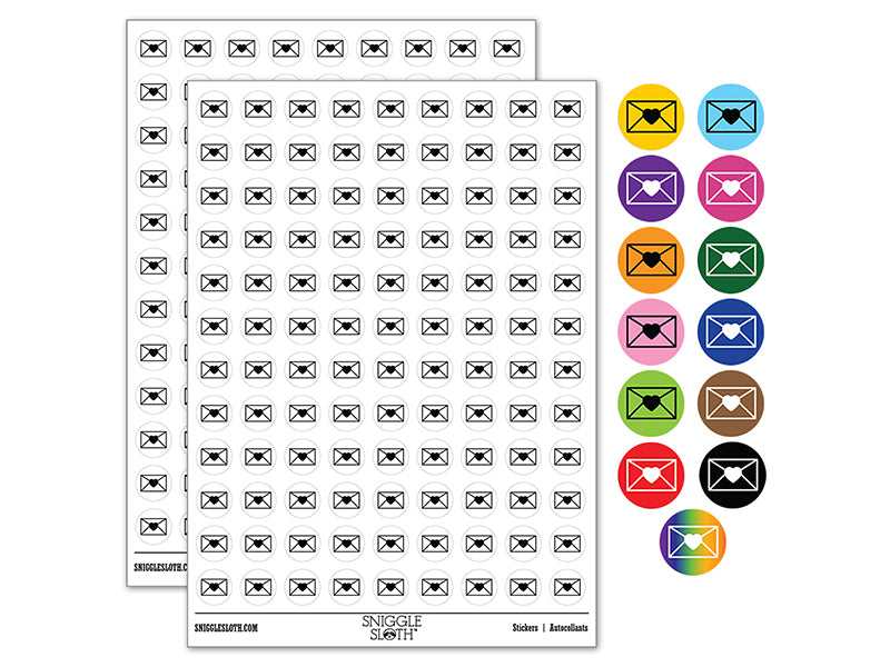 Envelope with Heart 200+ 0.50" Round Stickers