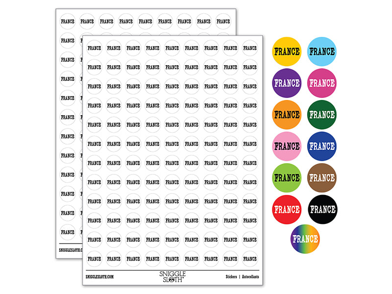 France Fun Text 200+ 0.50" Round Stickers