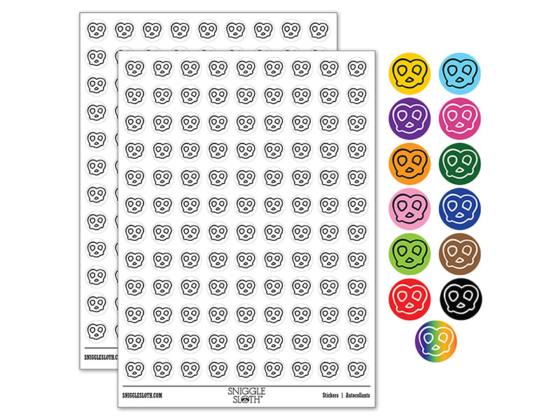 German Pretzel Outline 200+ 0.50" Round Stickers