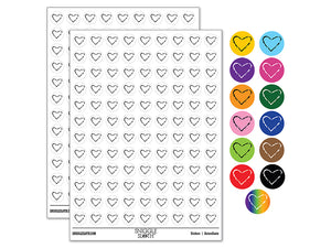 Heart Love Sketch Outline 200+ 0.50" Round Stickers