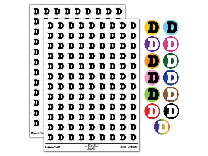 Letter D Uppercase Fun Bold Font 200+ 0.50" Round Stickers