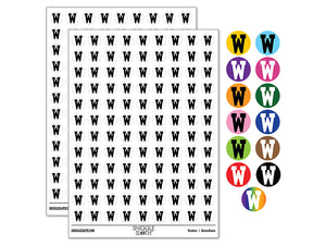 Letter W Uppercase Fun Bold Font 200+ 0.50" Round Stickers