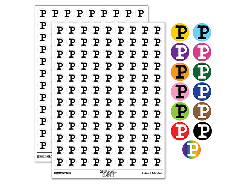 Letter P Uppercase Cute Typewriter Font 200+ 0.50" Round Stickers