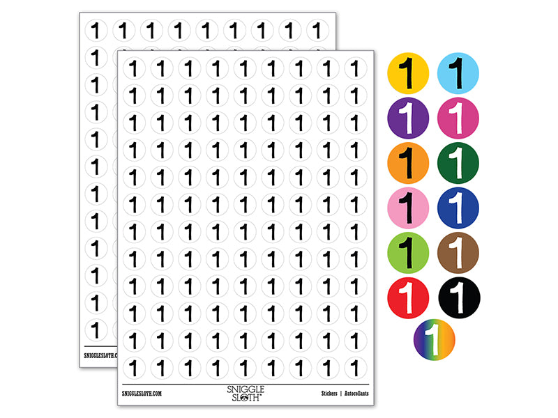 Number 1 One Cute Typewriter Font 200+ 0.50" Round Stickers