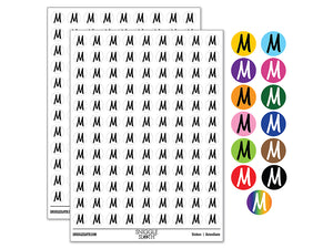 Letter M Uppercase Felt Marker Font 200+ 0.50" Round Stickers