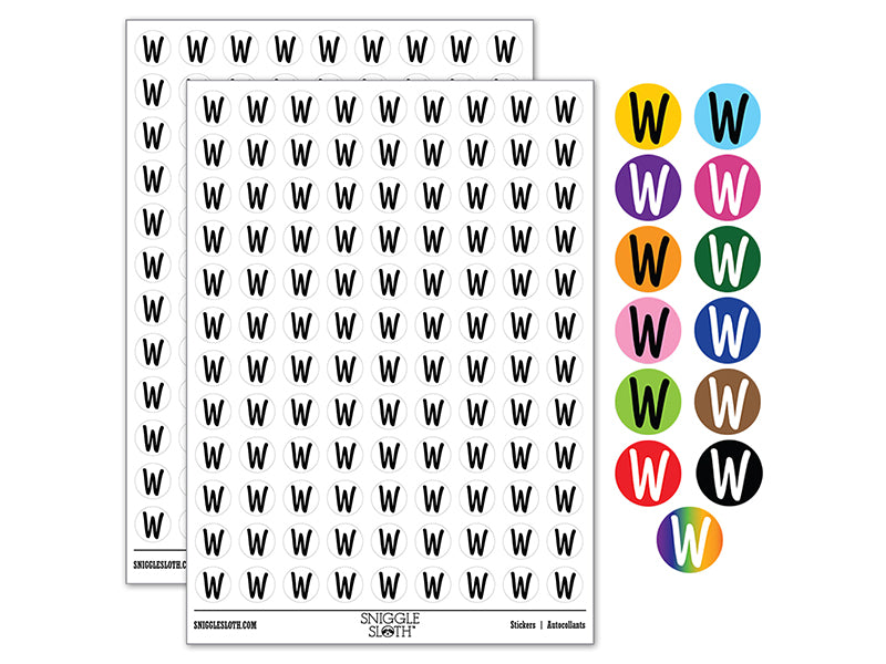 Letter W Uppercase Felt Marker Font 200+ 0.50" Round Stickers