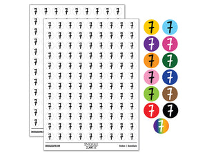 Number 7 Seven Felt Marker Font 200+ 0.50" Round Stickers