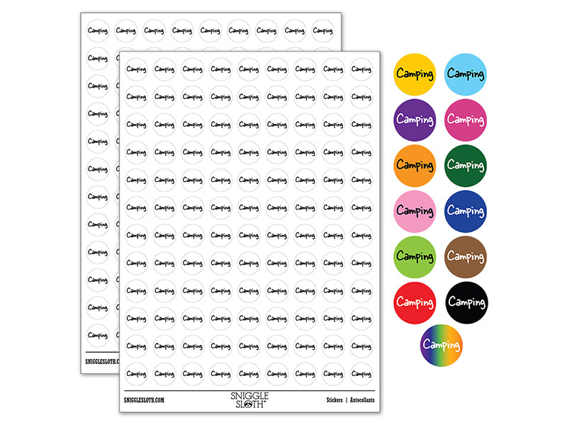 Camping Fun Text 200+ 0.50" Round Stickers