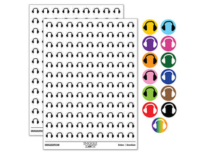 Headphones Ear Solid 200+ 0.50" Round Stickers