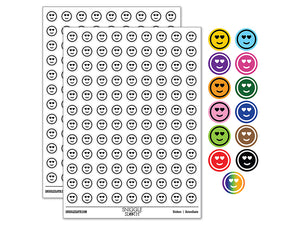 Heart Eyes Love Happy Face Emoticon 200+ 0.50" Round Stickers