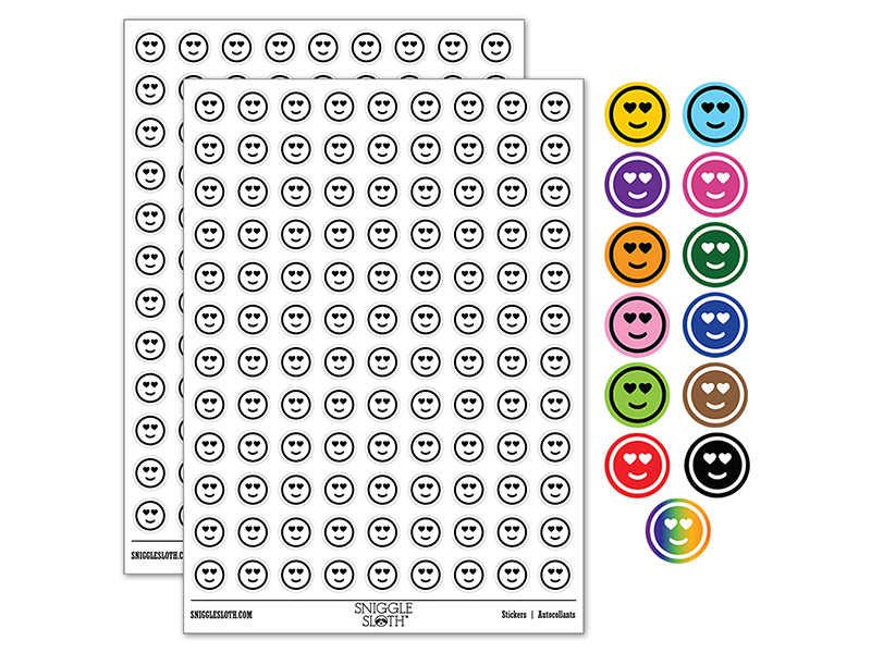Heart Eyes Love Happy Face Emoticon 200+ 0.50" Round Stickers