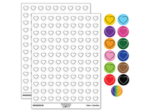 Heart Sketch Love Outline 200+ 0.50" Round Stickers