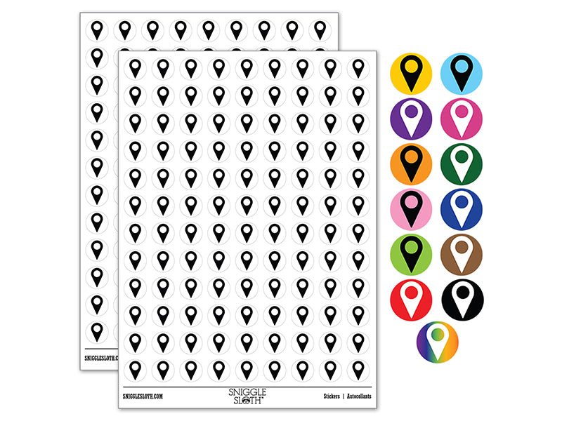 Map Location Symbol 200+ 0.50" Round Stickers