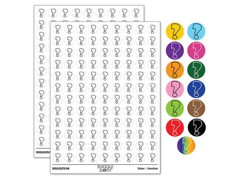 Question Mark Bold Outline 200+ 0.50" Round Stickers