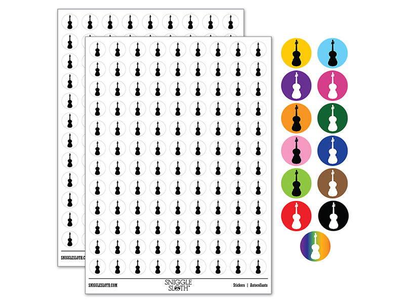 Violin Music Instrument Silhouette 200+ 0.50" Round Stickers