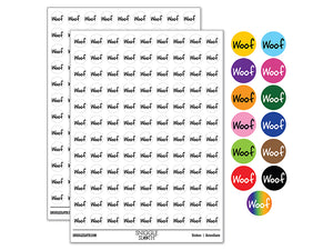 Woof Dog Fun Text 200+ 0.50" Round Stickers