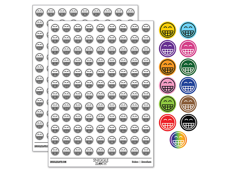 Happy Face Big Smile Teeth Grin Emoticon 200+ 0.50" Round Stickers