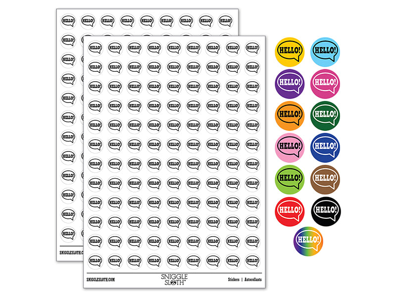 Hello in Text Callout 200+ 0.50" Round Stickers