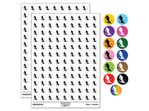 Skiing Skier Solid 200+ 0.50" Round Stickers
