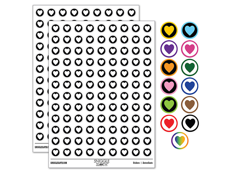 Heart in Circle 200+ 0.50" Round Stickers