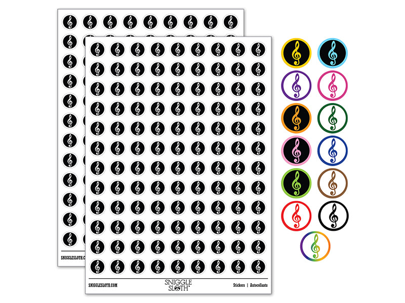 Treble Clef Music in Circle 200+ 0.50" Round Stickers