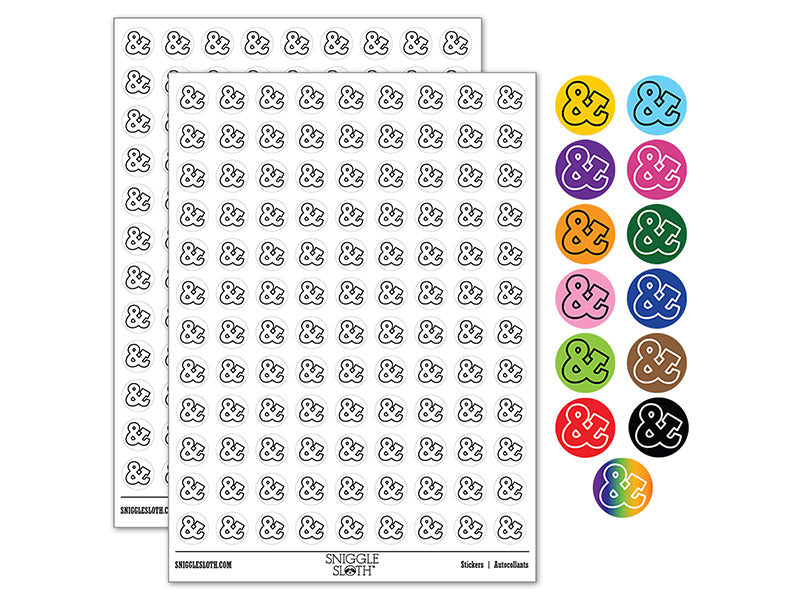 Ampersand Symbol And Outline 200+ 0.50" Round Stickers