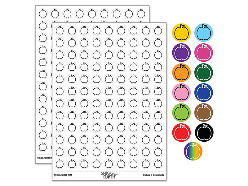 Apple Fruit Outline 200+ 0.50" Round Stickers