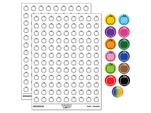 Apple Fruit Outline 200+ 0.50" Round Stickers