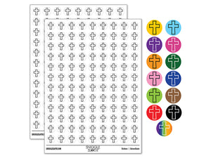 Cross Angled Christian Church Religion Outline 200+ 0.50" Round Stickers