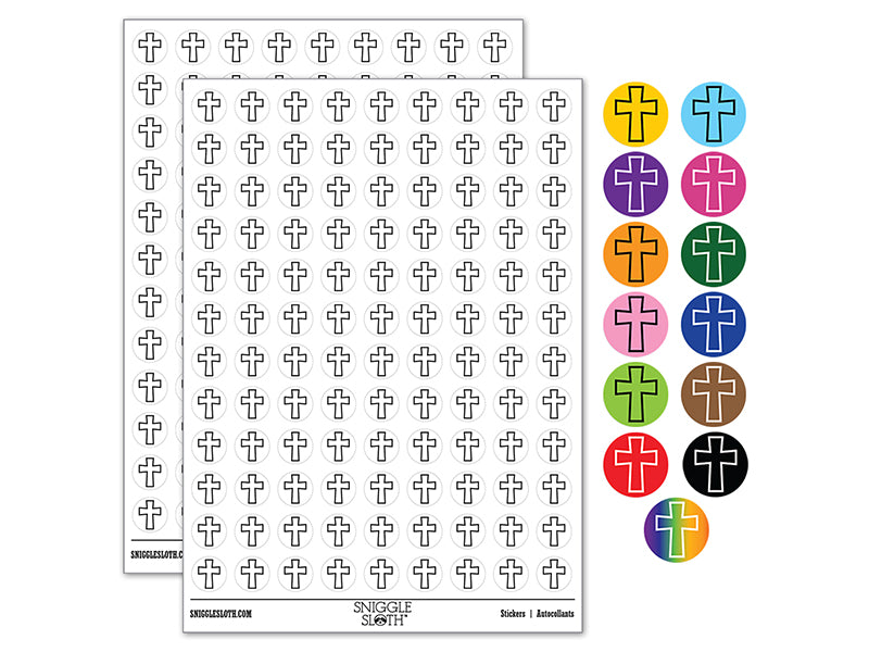 Cross Angled Christian Church Religion Outline 200+ 0.50" Round Stickers