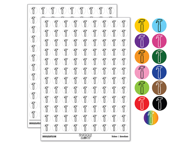 Hammer Tool Outline 200+ 0.50" Round Stickers