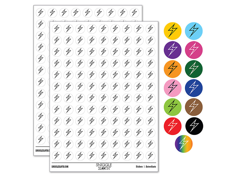 Lightning Bolt Thunderbolt Outline 200+ 0.50" Round Stickers