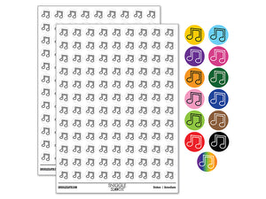 Music Eighth Notes Outline 200+ 0.50" Round Stickers