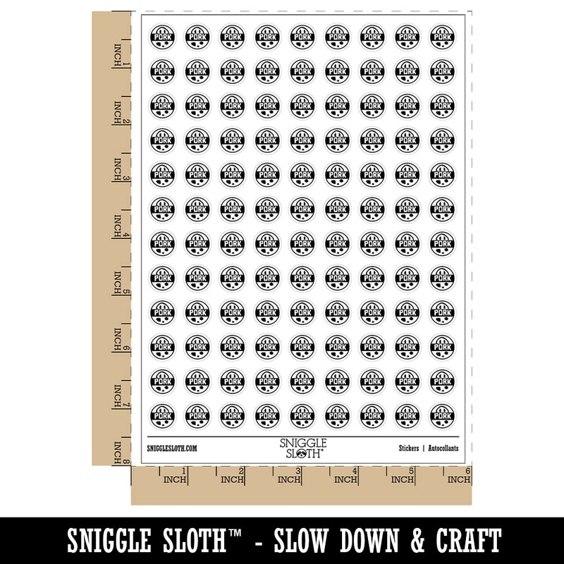 Food Label Pork 200+ 0.50" Round Stickers