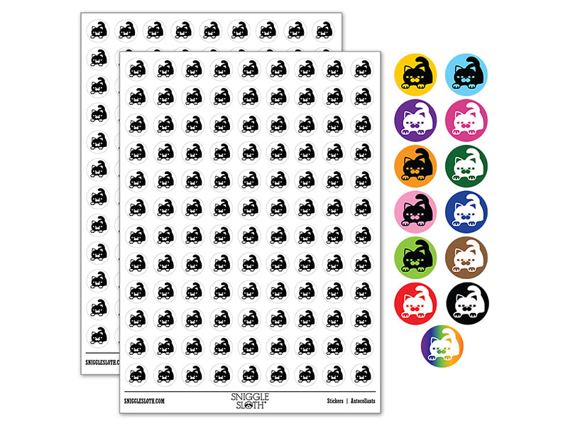 Round Cat Stretching 200+ 0.50" Round Stickers