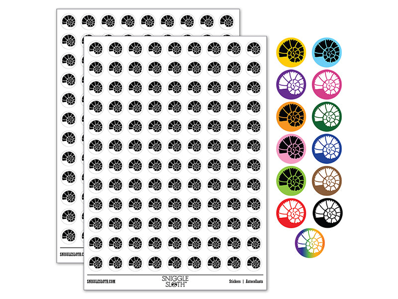 Spiral Ammonite Fossil Marine Mollusk 200+ 0.50" Round Stickers