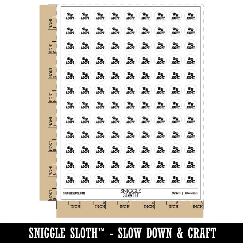 Adopt Cat Dog Paw Print 200+ 0.50" Round Stickers
