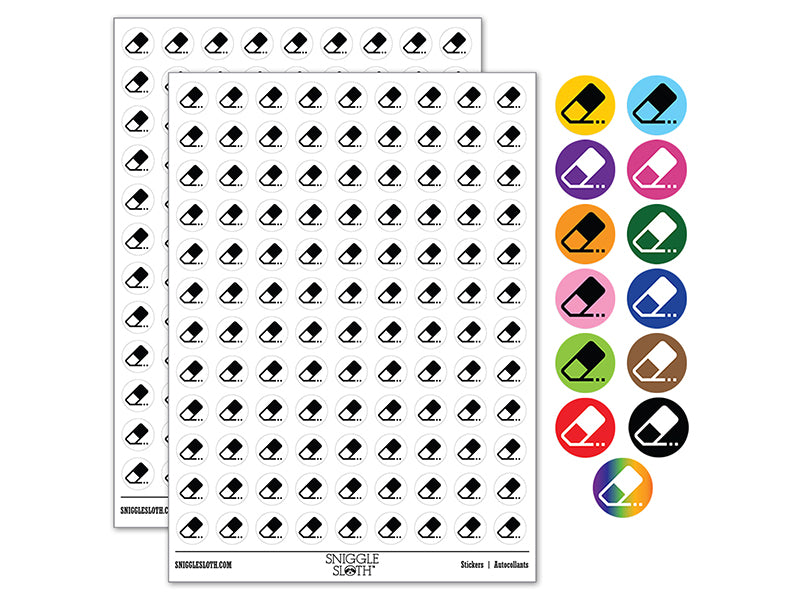 Flat Eraser Icon Homework School 200+ 0.50" Round Stickers