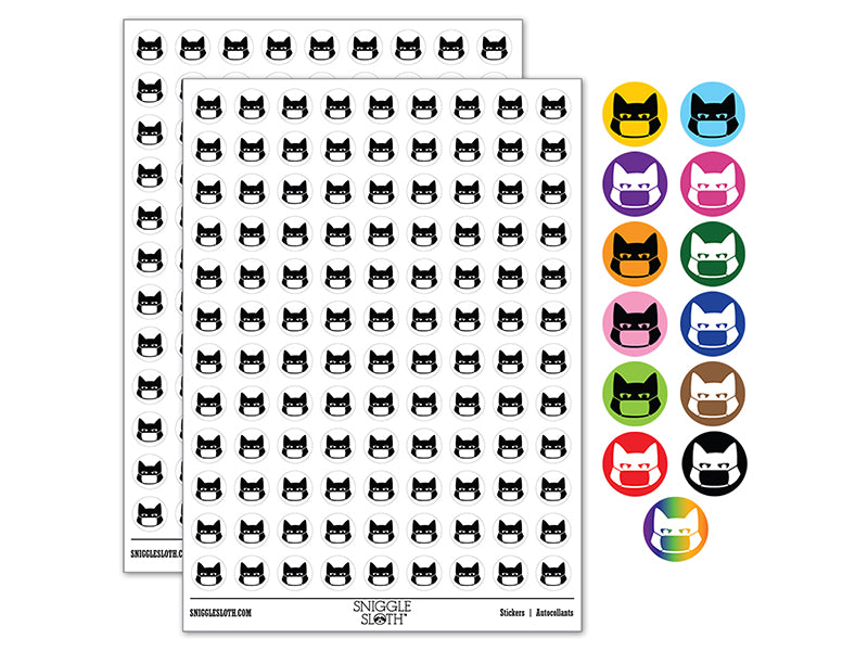 Judgmental Cat Wearing Mask 200+ 0.50" Round Stickers