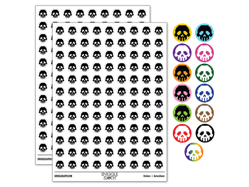 Pixel Digital Skull 200+ 0.50" Round Stickers