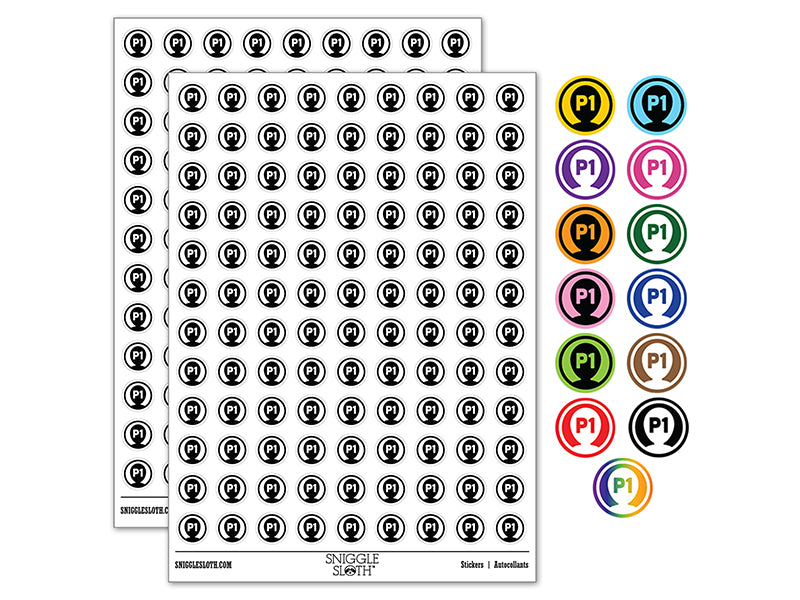 Player One Person Indicator Gaming Icon 200+ 0.50" Round Stickers