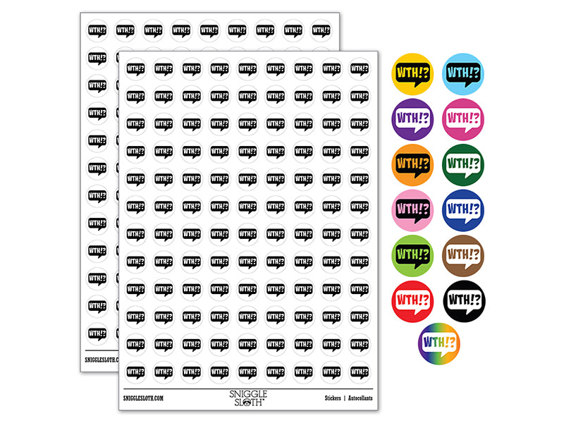 WTH What the Heck Comic Callout Bubble 200+ 0.50" Round Stickers