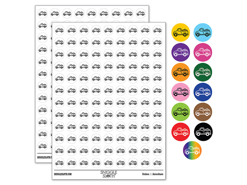 Cute Truck with Pumpkins Fall Harvest 200+ 0.50" Round Stickers