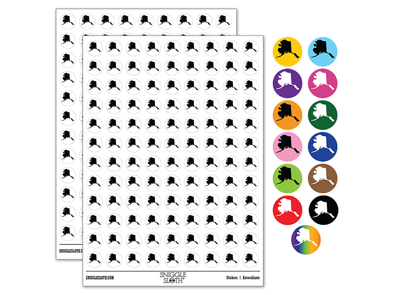 Alaska State Silhouette 200+ 0.50" Round Stickers