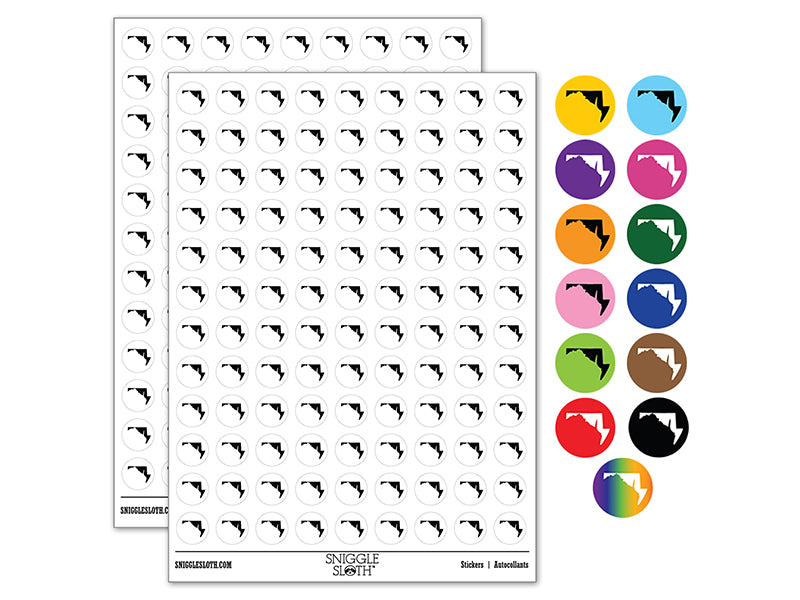 Maryland State Silhouette 200+ 0.50" Round Stickers