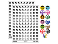 Human Female Character Face 200+ 0.50" Round Stickers