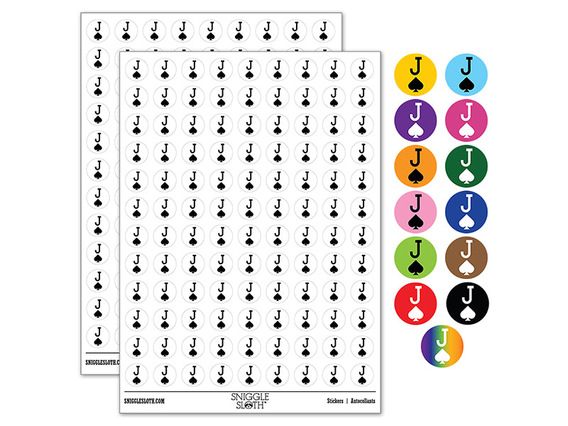 Jack of Spades Card Suit 200+ 0.50" Round Stickers
