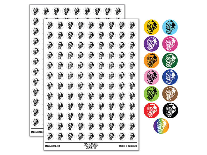 Zombie Undead Creepy Head 200+ 0.50" Round Stickers