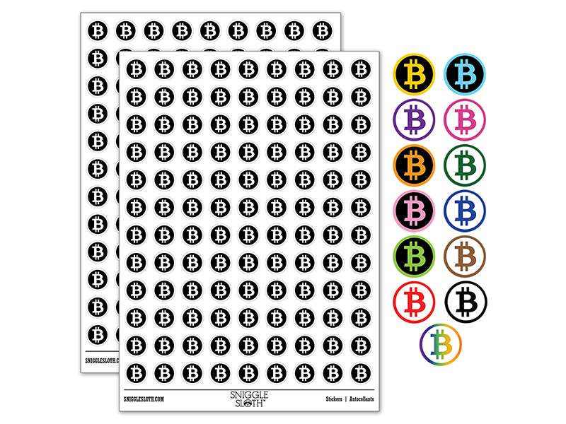 Bitcoin Symbol Inverted on Dark Background Cryptocurrency Money 200+ 0.50" Round Stickers