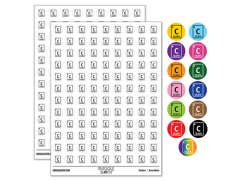 Carbon Periodic Table of Elements Science Chemistry 200+ 0.50" Round Stickers